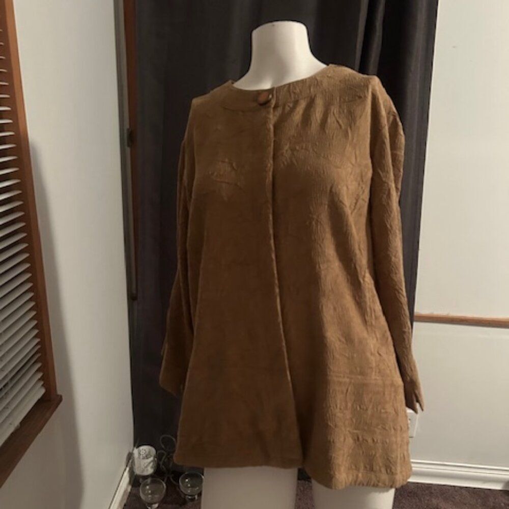Coldwater Creek Brown textured 3/4 sleeves blazer, size 18